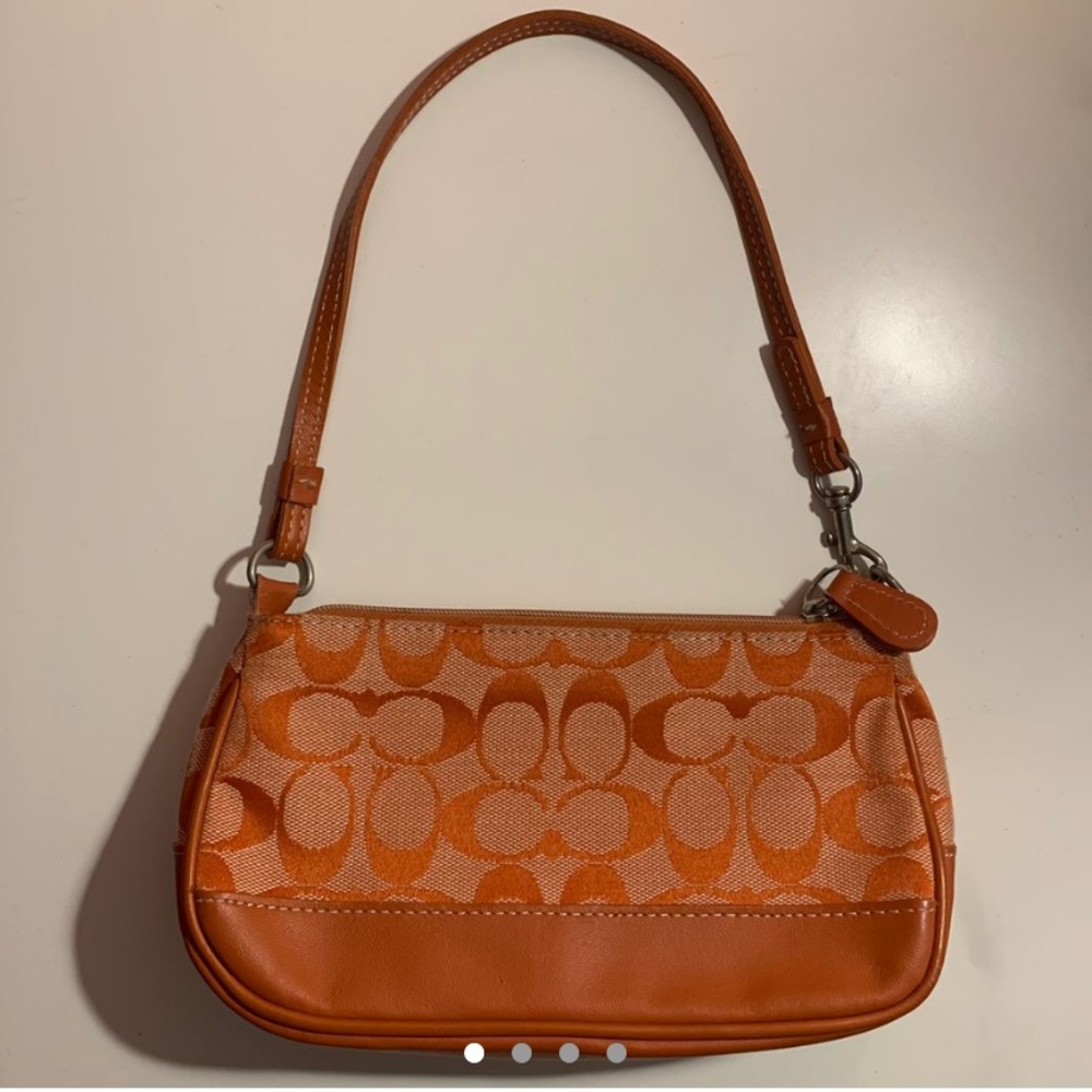 ❌SOLD❌ Orange Coach Signature Baguette Mini bag